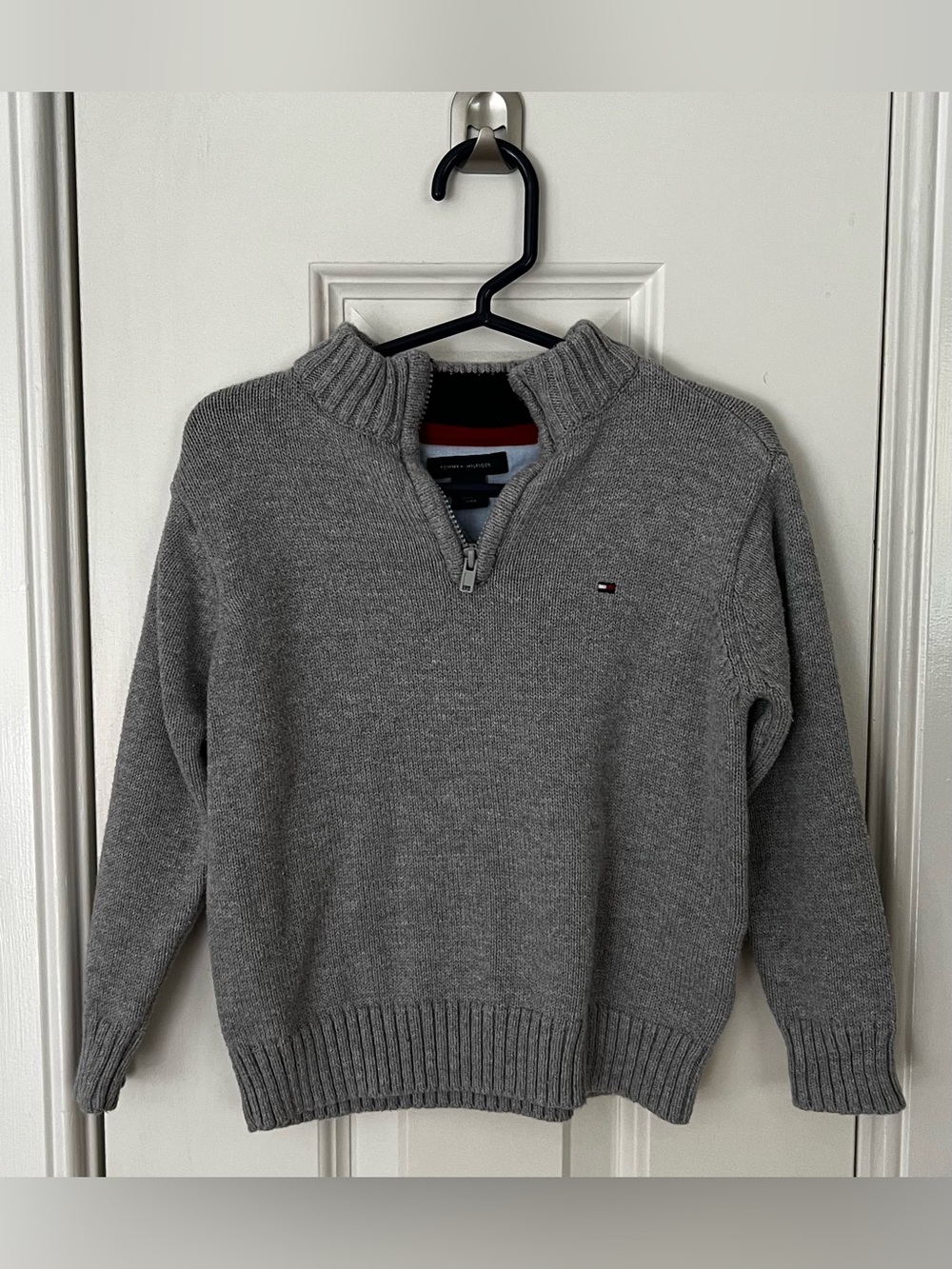 Tommy Hilfiger Toddler Boys Heather Gray Quarter Zip Knit Sweater Size 2T